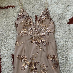 Nude/Mauve colored cocktail dress -- size "L" (fits like M)